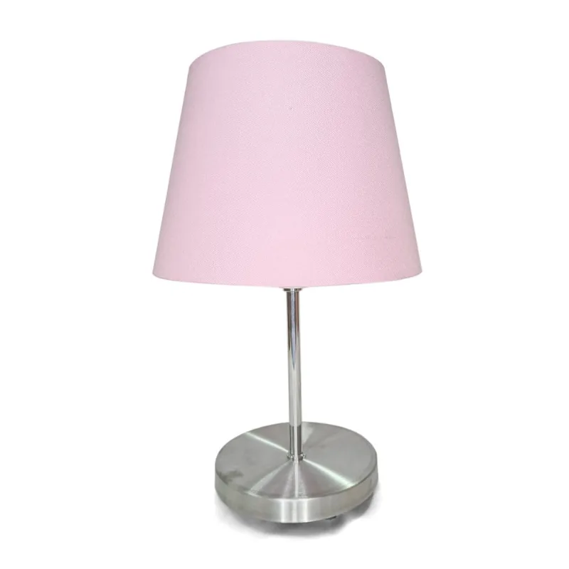 Luminaria abajur pequeno escovado cupula Rosa E27 uso cabeceira de cama, quarto