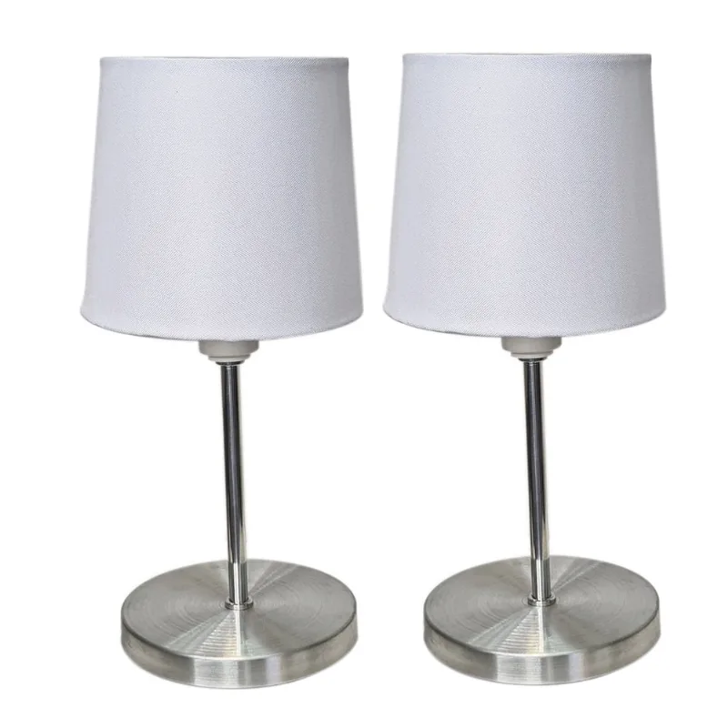 Kit 2 abajur mini luminária mesa Escovado Cupula Creme uso cabeceira cama sala quarto