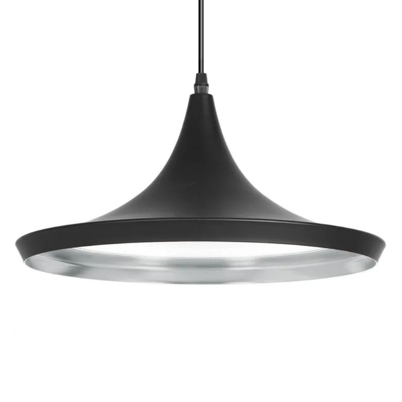 Luminária pendente Tom Dixon Beat Wide Chapéu Preto com interior prata