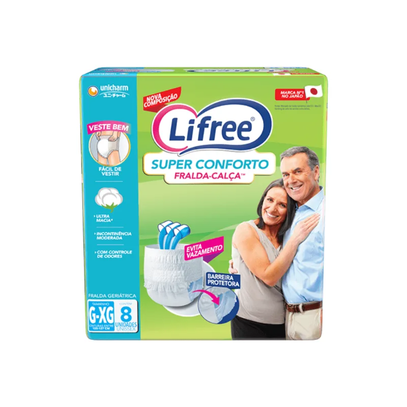 Fralda Calça Adulto Super Conforto G/xg Lifree C/8 Unidades Lifree