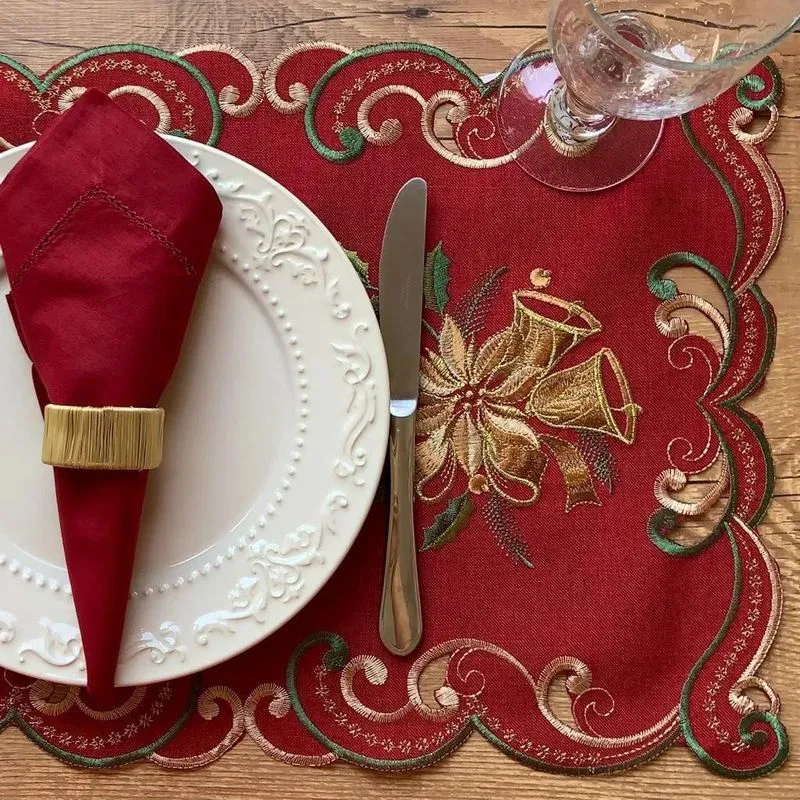 Toalha Bandeja Felicitta Natal 35x50cm Vermelho Argivai