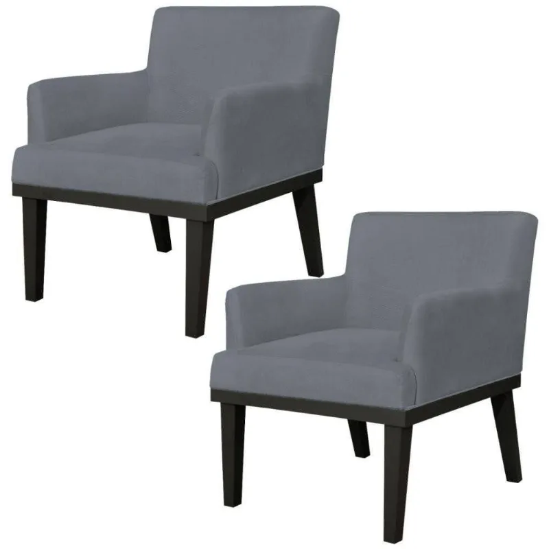 Kit 02 Poltronas Beatriz W01 Suede Cinza