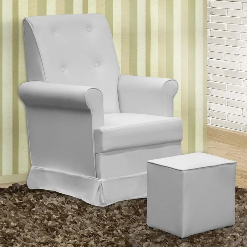 Poltrona de Amamentação Balanço com Puff Cléo Fratello Branco