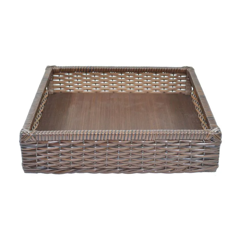 Bandeja Tradicional Multiuso Decorativa Fibra Sintética 35x35x08 - Argila