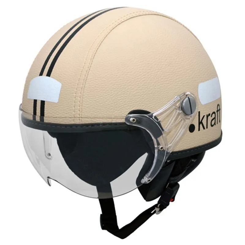 Capacete Kraft Plus Revestido Couro Bege G 58 -harley Custom