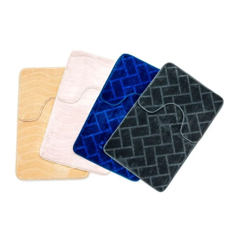 Kit Tapetes Soft Para Banheiro Xadrez Design 02 Peças