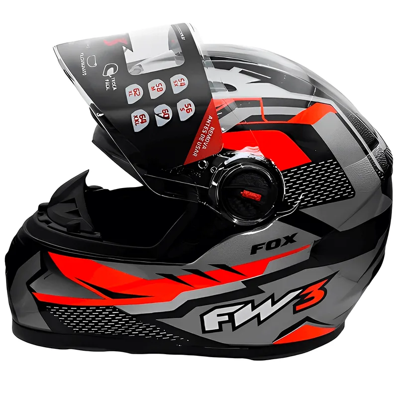 Capacete FW3 GTX Fox Grafite Vermelho 58