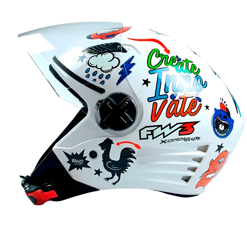 Capacete FW3 X Open Stickers Branco 60