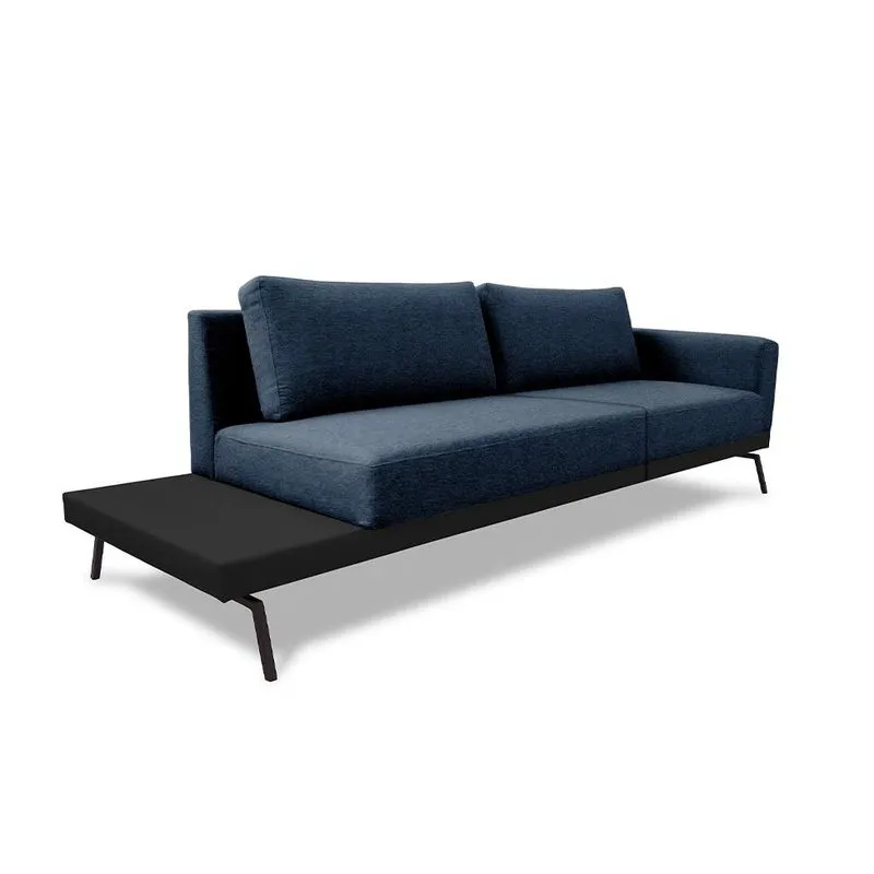 Sofá 3 Lugares Matteo com Mesa de Apoio Esquerda Linho Azul 240 cm