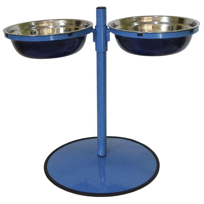 Comedouro Grande Duplo Inox Altura Regulável Gastrobel Azul
