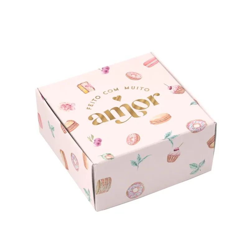 Caixa Para 4 Doces - Patisserie Rosa c/ 10 Un