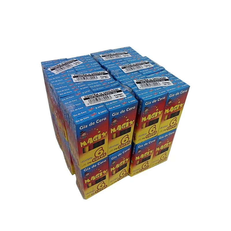 Kit Com 150 Caixa De Giz De Cera 24g - 6 Cores