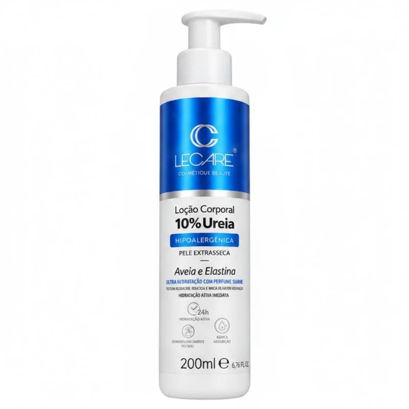 Loção Corporal 10% LeCare Ureia Aveia Elastina Perfume Suave 200ml