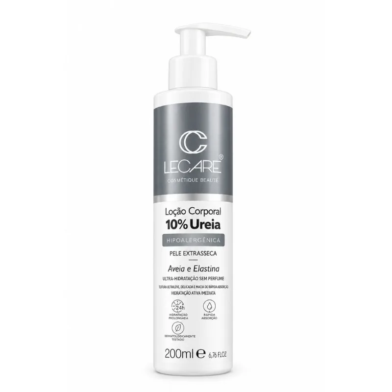 Loção Corporal 10% LeCare Ureia Aveia Elastina Sem Perfume 200ml