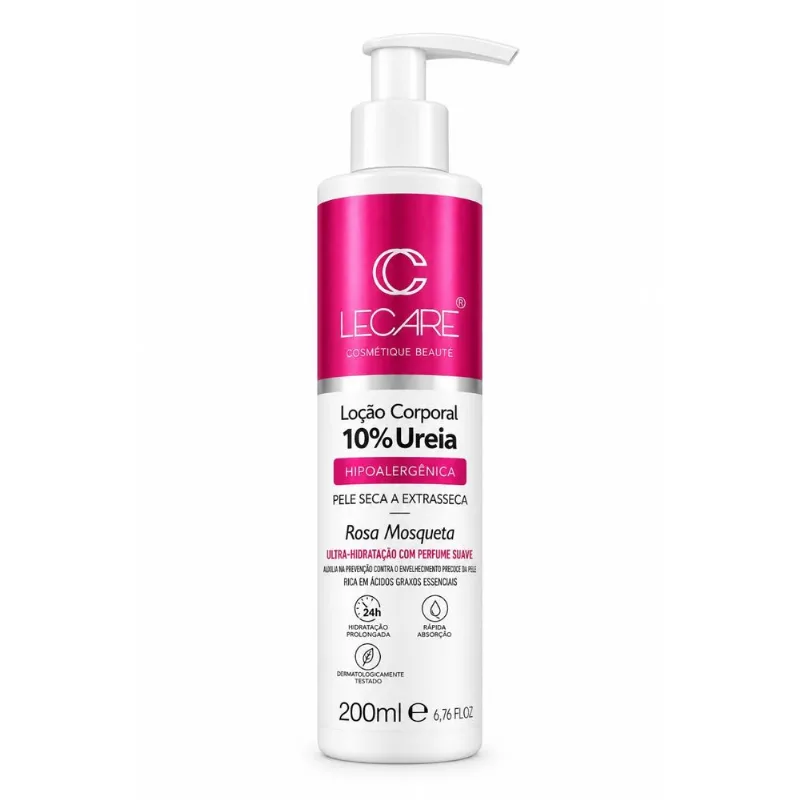 Loção Corporal 10% LeCare Ureia Aveia Elastina Rosa Mosqueta 200ml