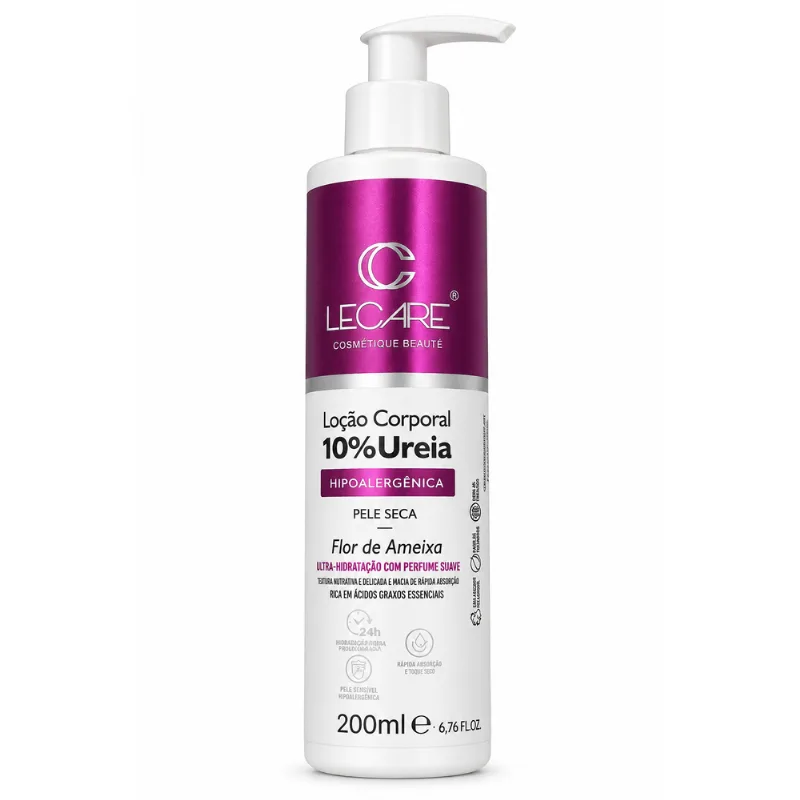 Loção Corporal 10% LeCare Ureia Aveia Elastina Flor de Ameixa 200ml