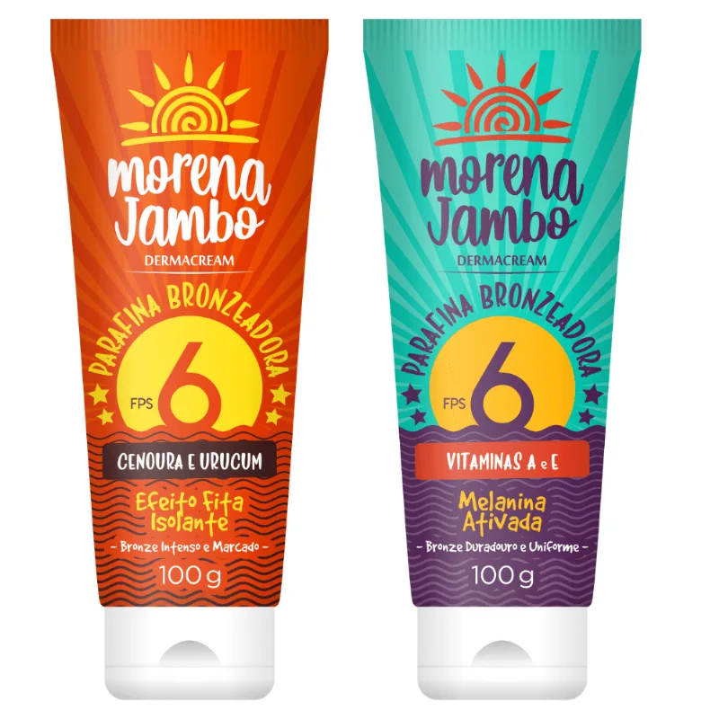 Kit Parafina Bronzeadora Morena Jambo Cenoura E Urucum 100g + Parafina Bronzeadora Morena Jambo Melanina Ativada 100g
