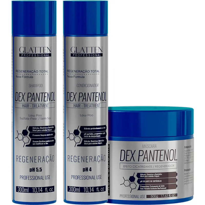 Glatten Dex Pantenol - Kit Regeneração Total Trio (3 Produtos)