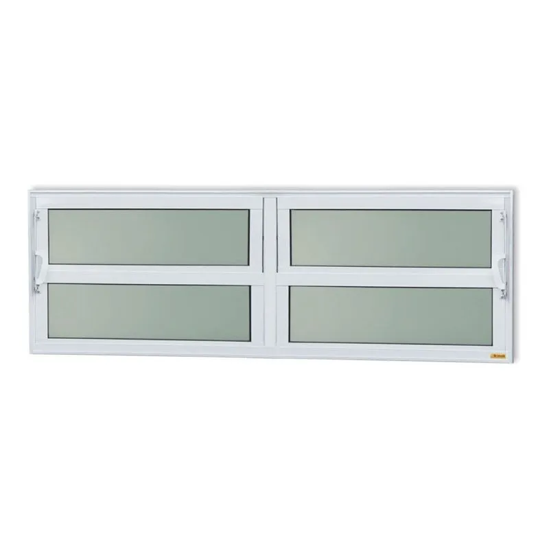 Janela De Alumínio Basculante 2 Seções 40x200cm Vidro Mini Boreal Elite Brimak Branco Branco