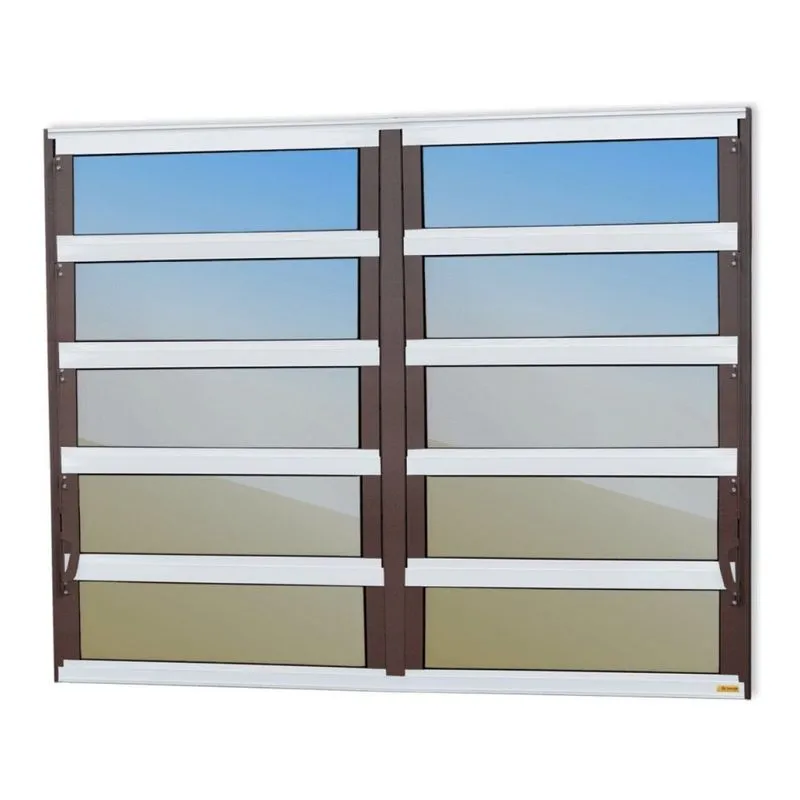 Janela De Alumínio Basculante 2 Seções 100x150cm Vidro Espelhado Elite Brimak Mix Corten Mix Corten