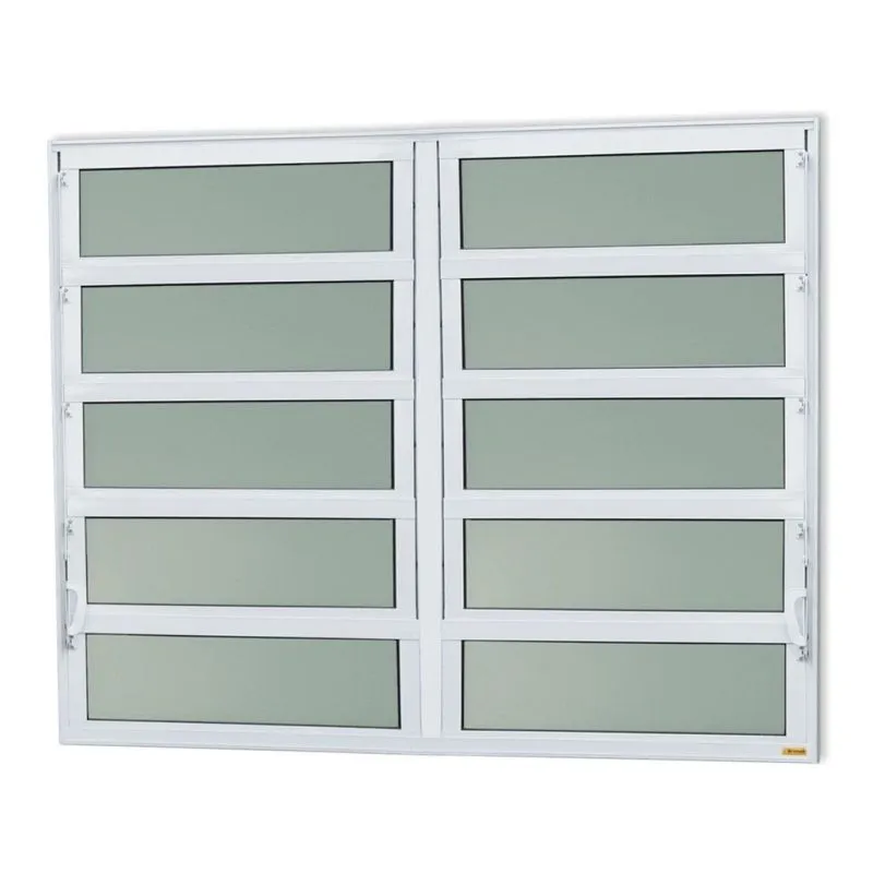 Janela De Alumínio Basculante 2 Seções 100x200cm Vidro Mini Boreal Elite Brimak Branco Branco