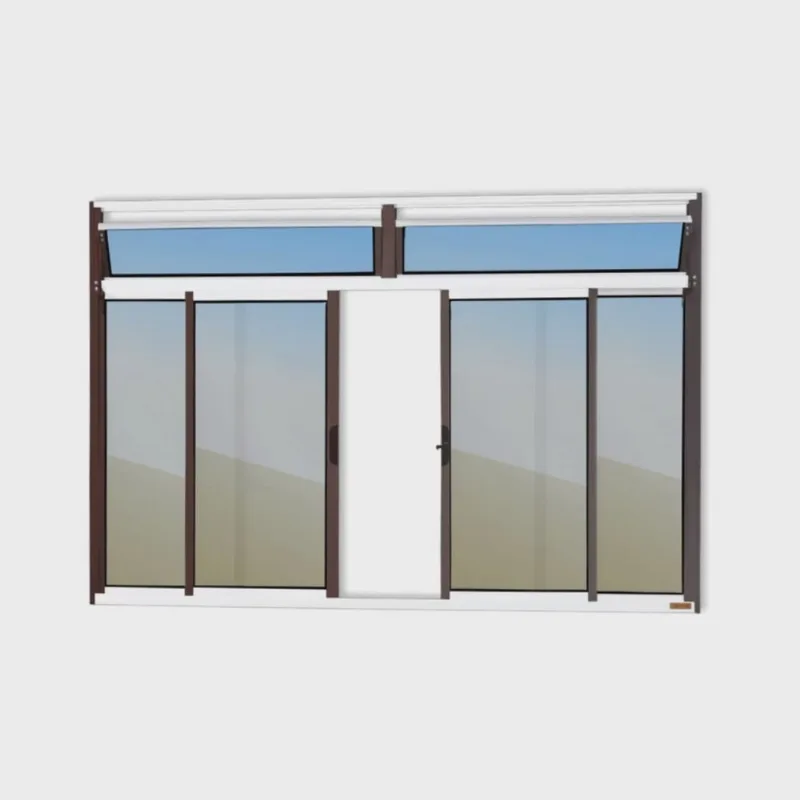 Janela Plus 4 Folhas com Bandeira Vidro Reflex 100cm x 120cm Brimak