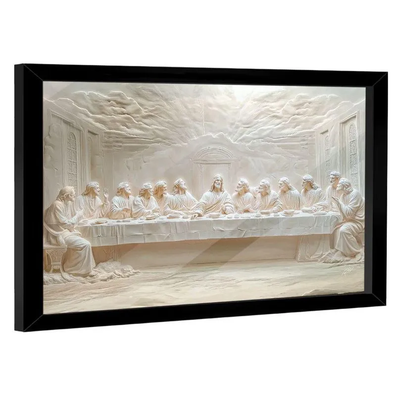 Quadro Decorativo Santa Ceia Minimalista Retangular Com Moldura E Vidro Preto Br Artes