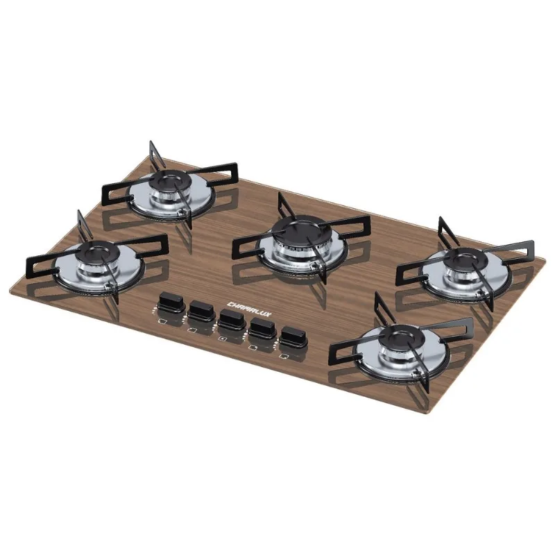 Cooktop 5 Bocas Chamalux Ultra Chama Bivolt Amadeirado Escuro