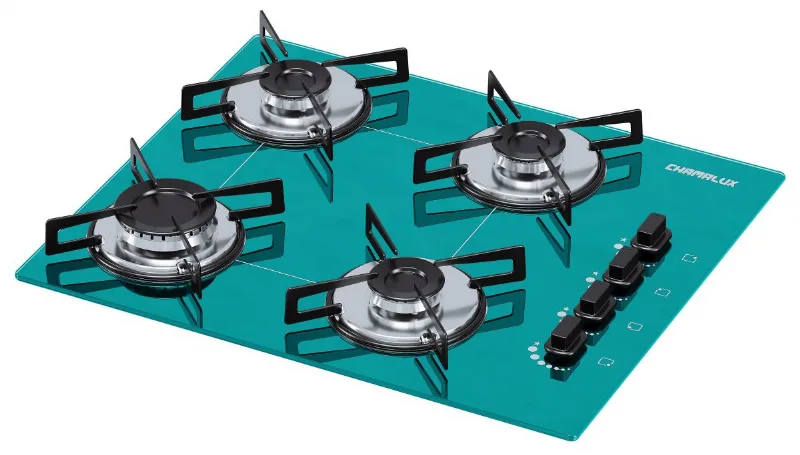 Cooktop 4 Bocas Chamalux Ultra Chama Bivolt Verde Agua