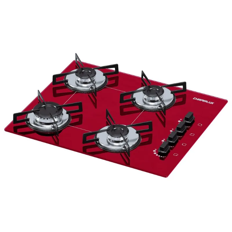 Cooktop 4 Bocas Chamalux Ultra Chama Bivolt Vermelho / Gn