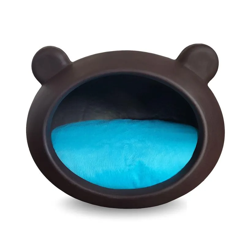 Casa Cachorro E Gato Preta Almofada Dupla Face Azul/bege P