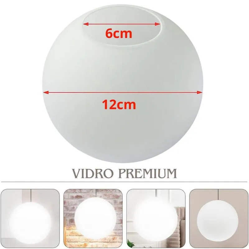 4 X Globos Vidro 12cm Esfera Bola Jabuticaba Branco Fosco