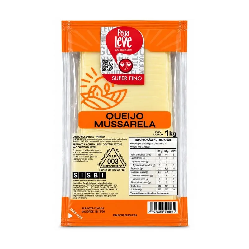 Queijo Mussarela Fatiado Pega Leve 1kg