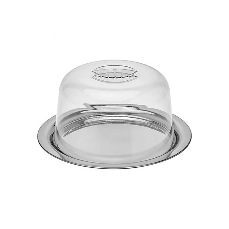 Queijeira Porta Queijo De Inox Multiuso Prato Grande 23cm