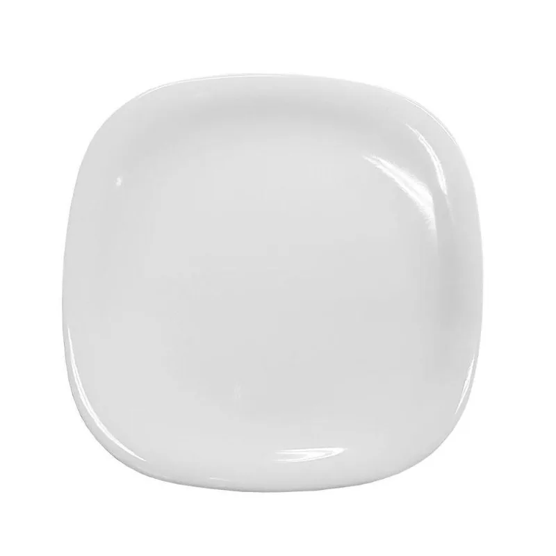 Prato De Sobremesa Branco Quadrado Square 20cm Vidro Opalino Em Casa Tem