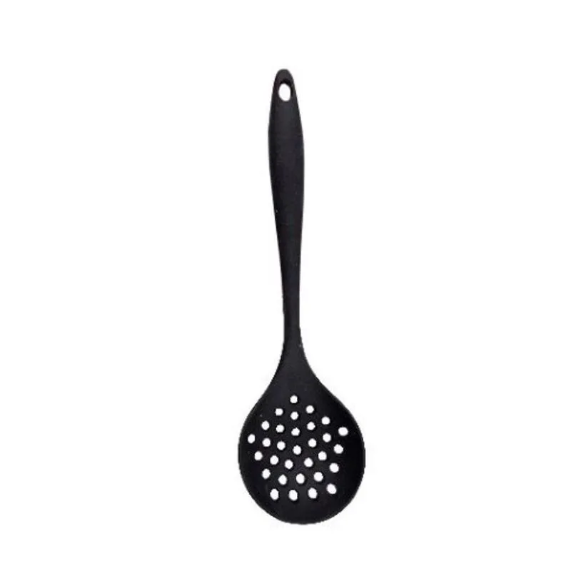 Escumadeira Vazada De Silicone Preta 28cm Emcasatem
