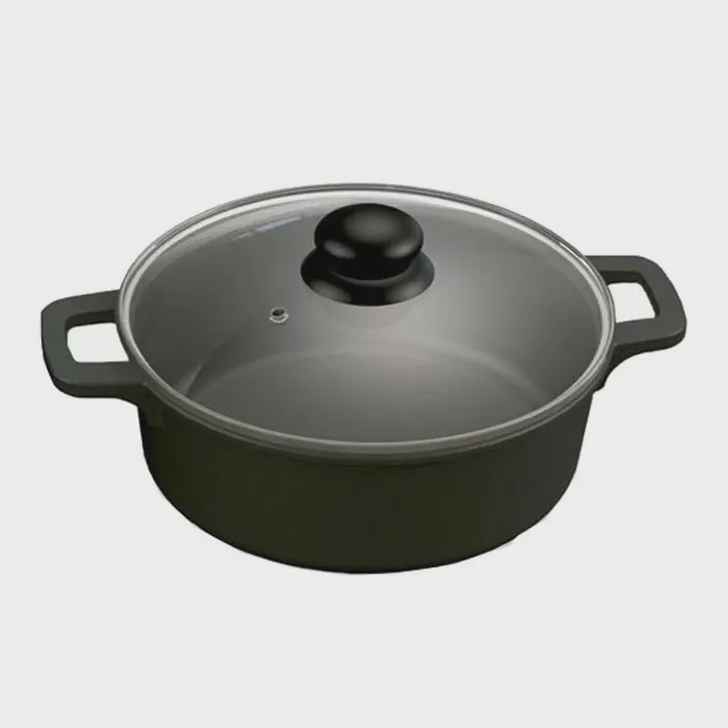 Panela De Ferro Nº28 Com Tampa De Vidro
