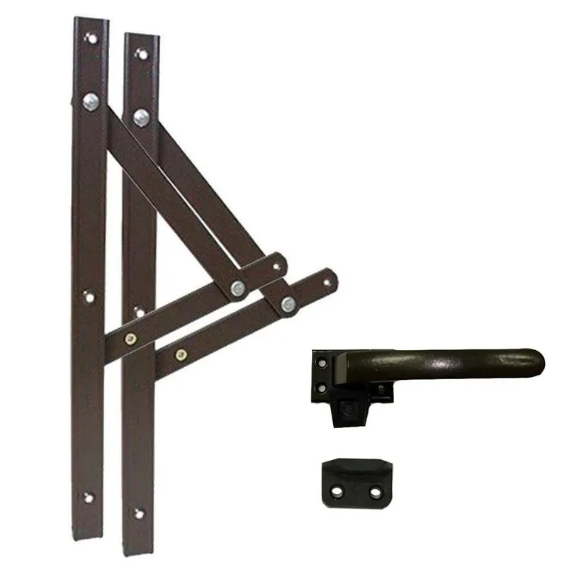 Par Braço Janela Maxim-ar 250mm Bronze + Fecho Alavanca