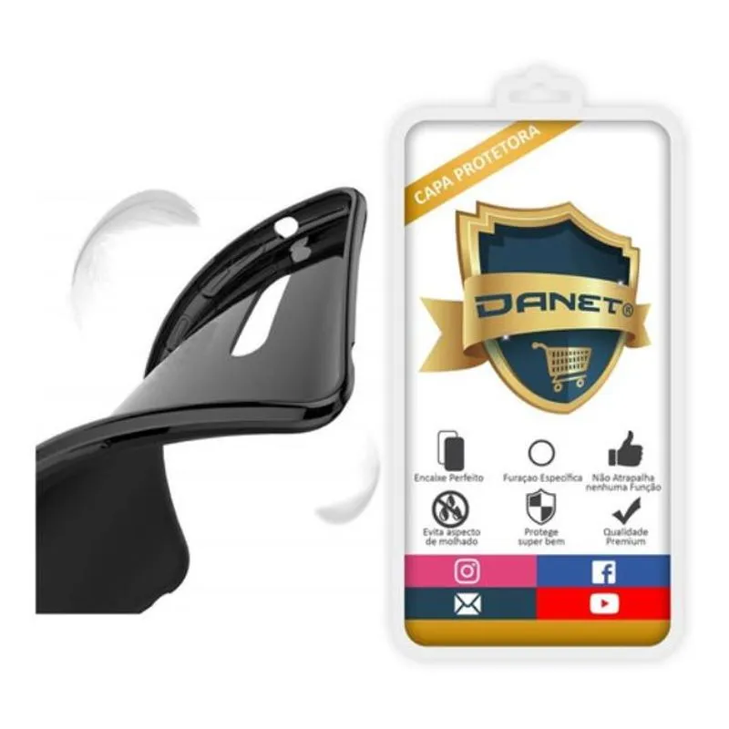Capa Capinha Tpu Ultra Fina Motorola Moto G8 Normal Tela De 6.4' - Primeiros Danet - Preto fumê
