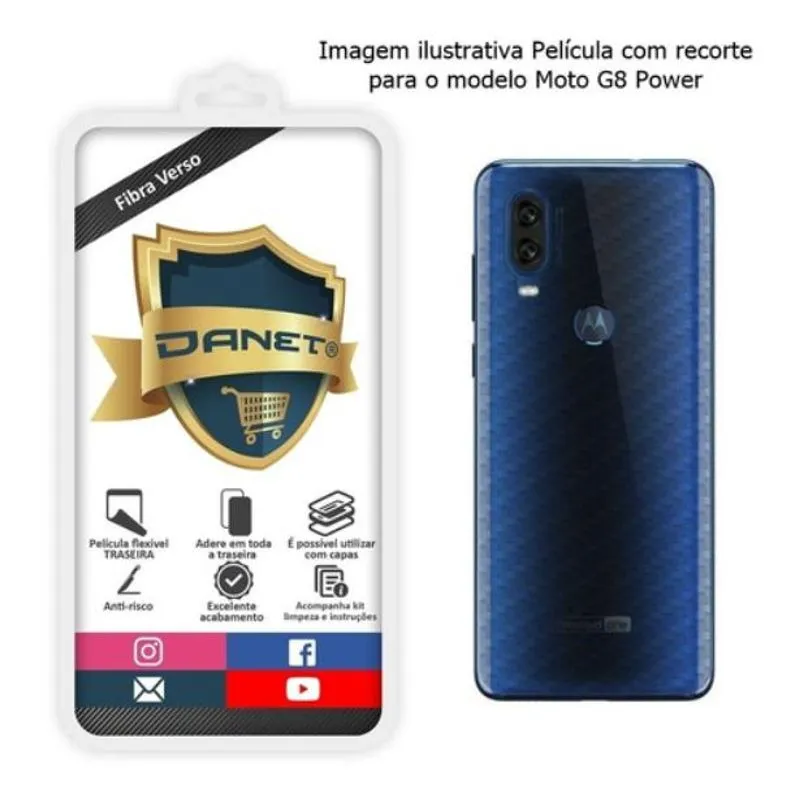 Película De Gel Traseira Fibra Carbono Moto G8 Power Proteção Que Adere E Cobre Toda A Parte Traseira do Aparelho