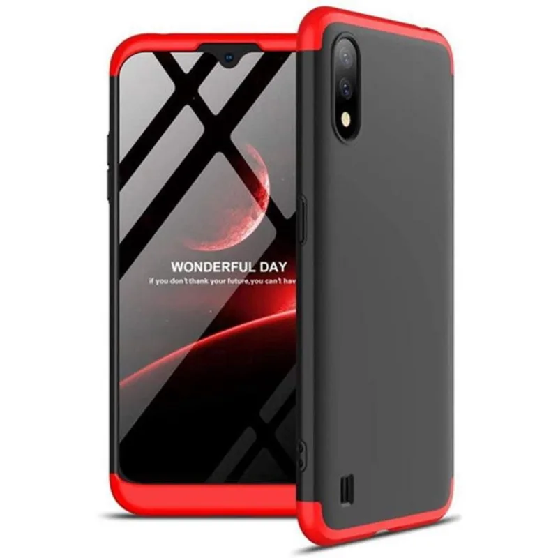 Capa 360 Fosca Anti Impacto Galaxy A01 - Preto Com Vermelho
