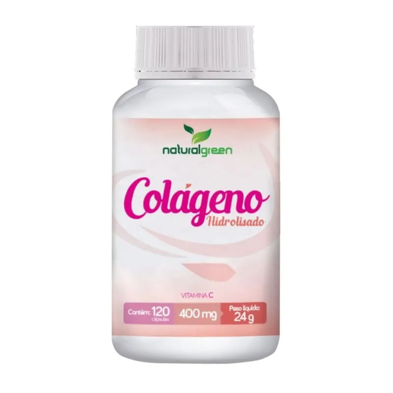 Colágeno Hidrolisado com Vitamina C 120 Cápsulas de 400mg Natural Green