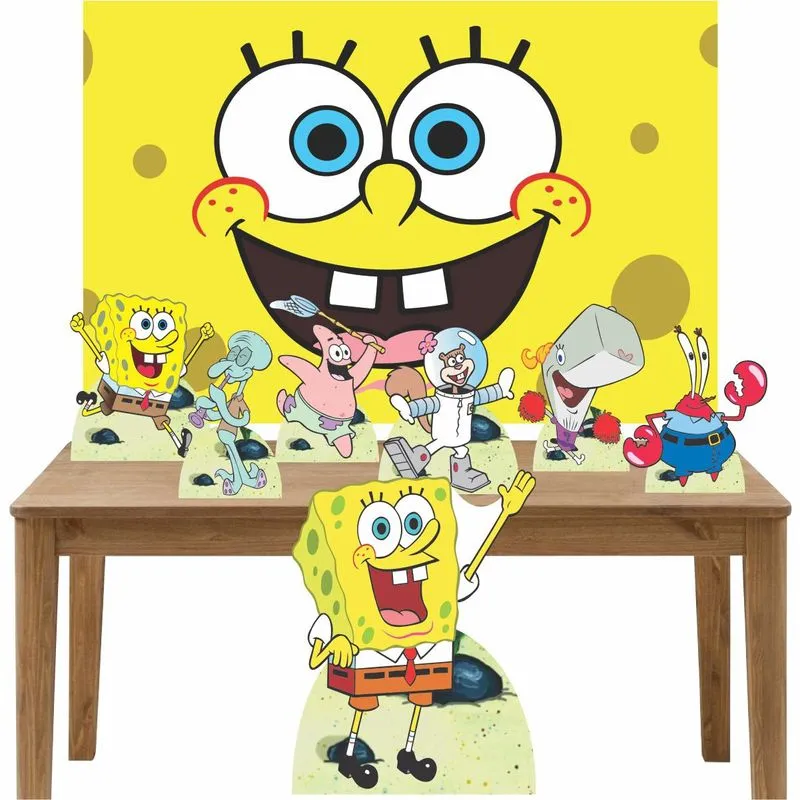 Kit Decoração De Festa Totem Display 8 Peças Bob Esponja