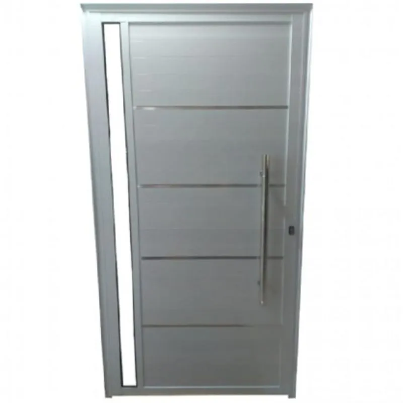 Porta Lambril de Alumínio Branco 2.10 X 0.80 x 0.045 com Puxador, Friso e Vidro - Direita