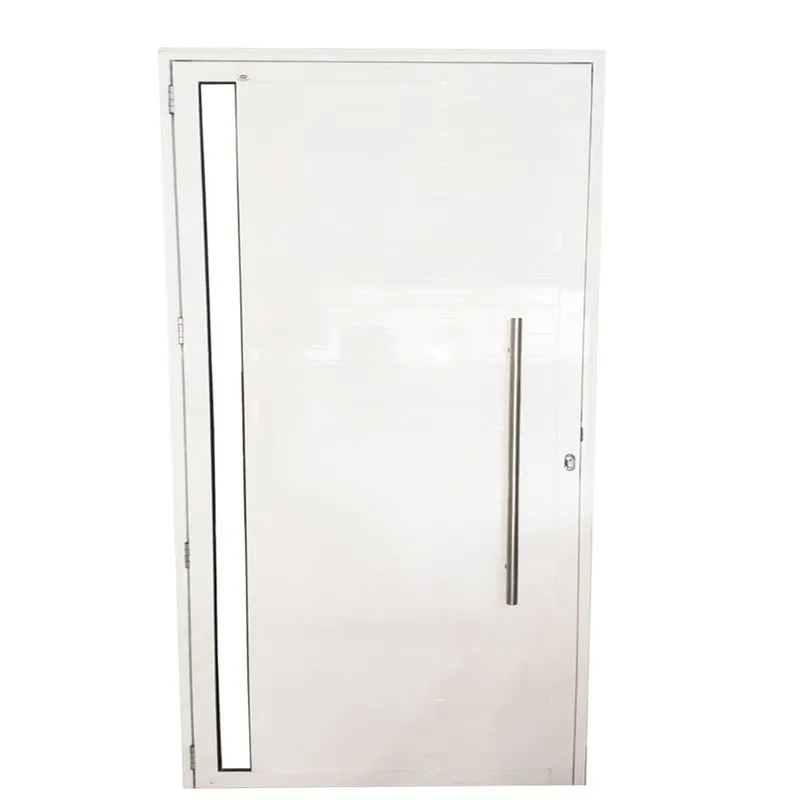 Porta Lambril de Alumínio Branco 2.10 X 0.90 x 0.045 com Puxador e Vidro - Direita