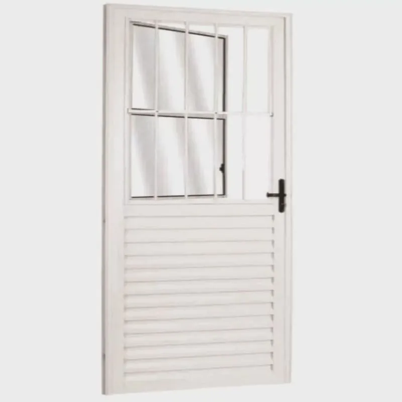 Porta Social Palheta de Alumínio 210 X 90cm Linha 25 Lado Esquerdo Esquadrias Bergamo