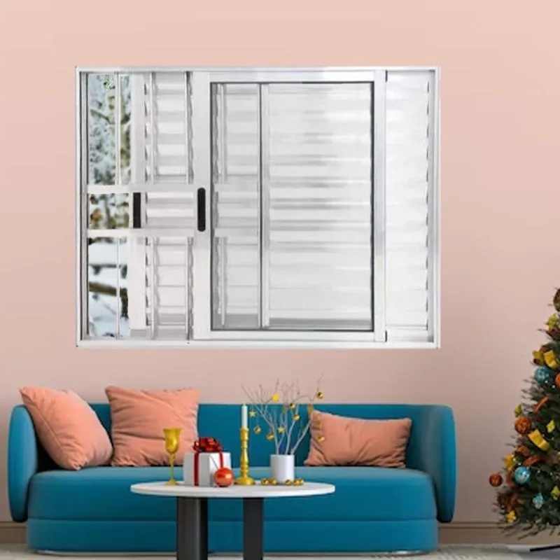 Janela Veneziana De Alumínio 3 Folhas 100 X 120cm Com Grade Linha 25 Esquadrias Bergamo Brilhante