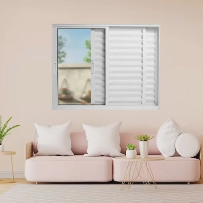 Janela Veneziana de Alumínio 3 Folhas 120 x 150cm Linha 25 Esquadrias Bergamo Branco