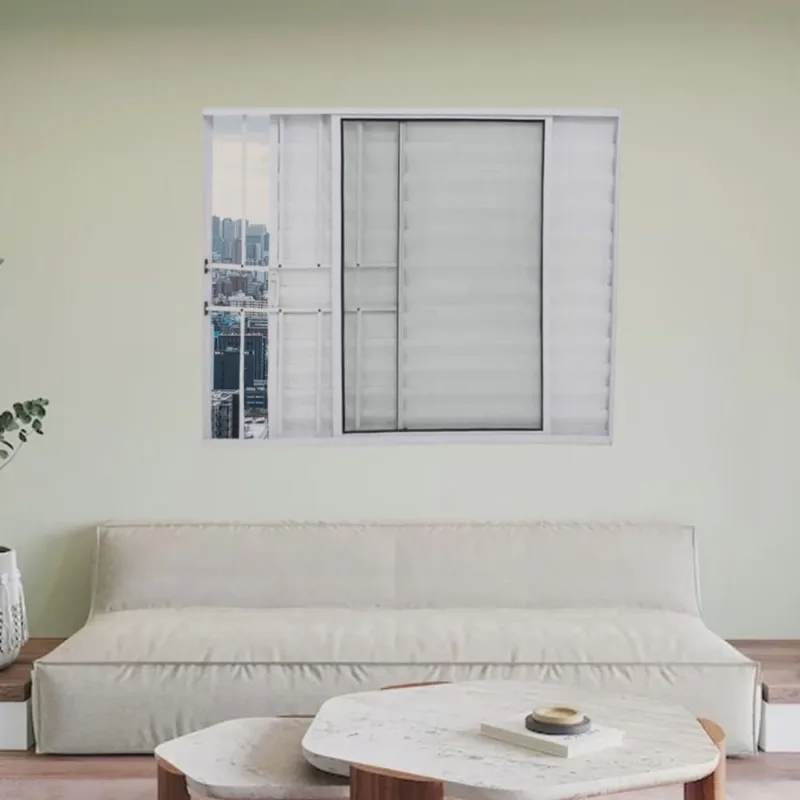 Janela Veneziana de Alumínio 3 Folhas 100 X 120cm com Grade Linha Modular