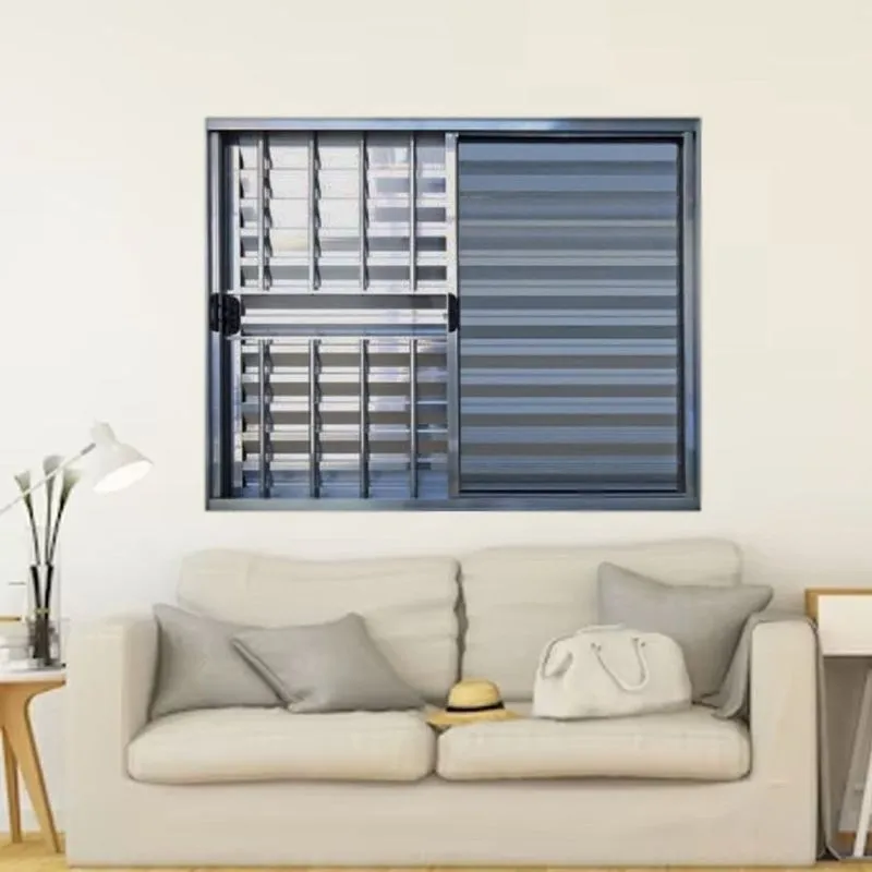 Janela Veneziana De Alumínio 3 Folhas 100 X 120cm Linha Modular Com Grade Esquadrias Bergamo